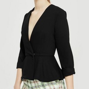 TOPSHOP Peplum Crossover Jacket Size 8 US Black
